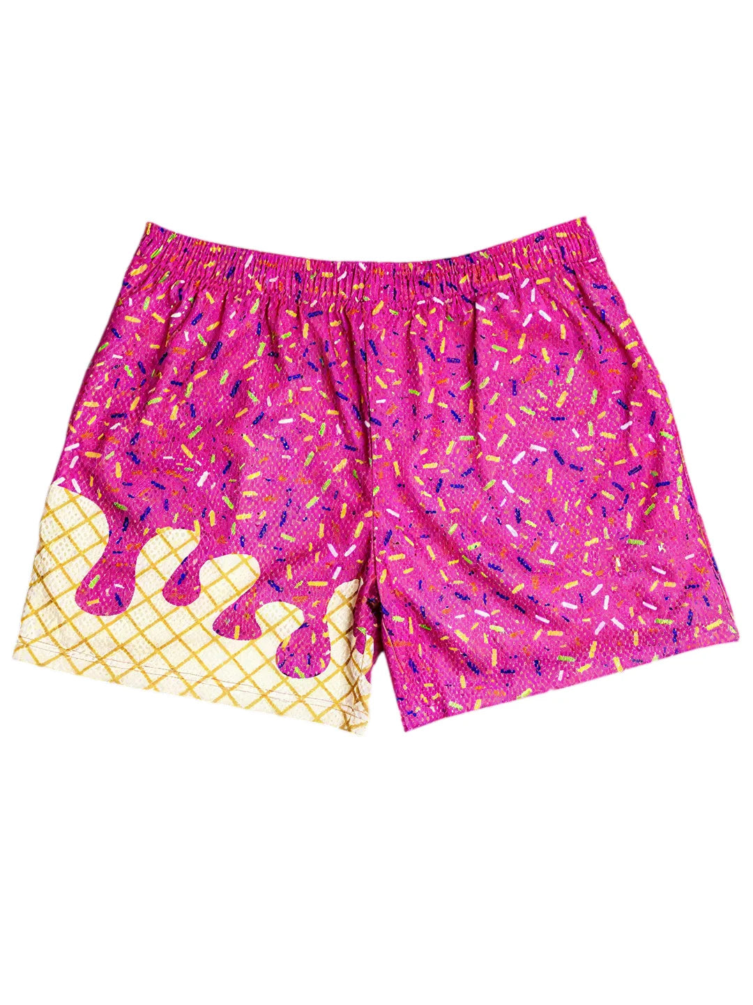 NONECN Ice Cream Print Baseball Shorts Loose Fit For Golf