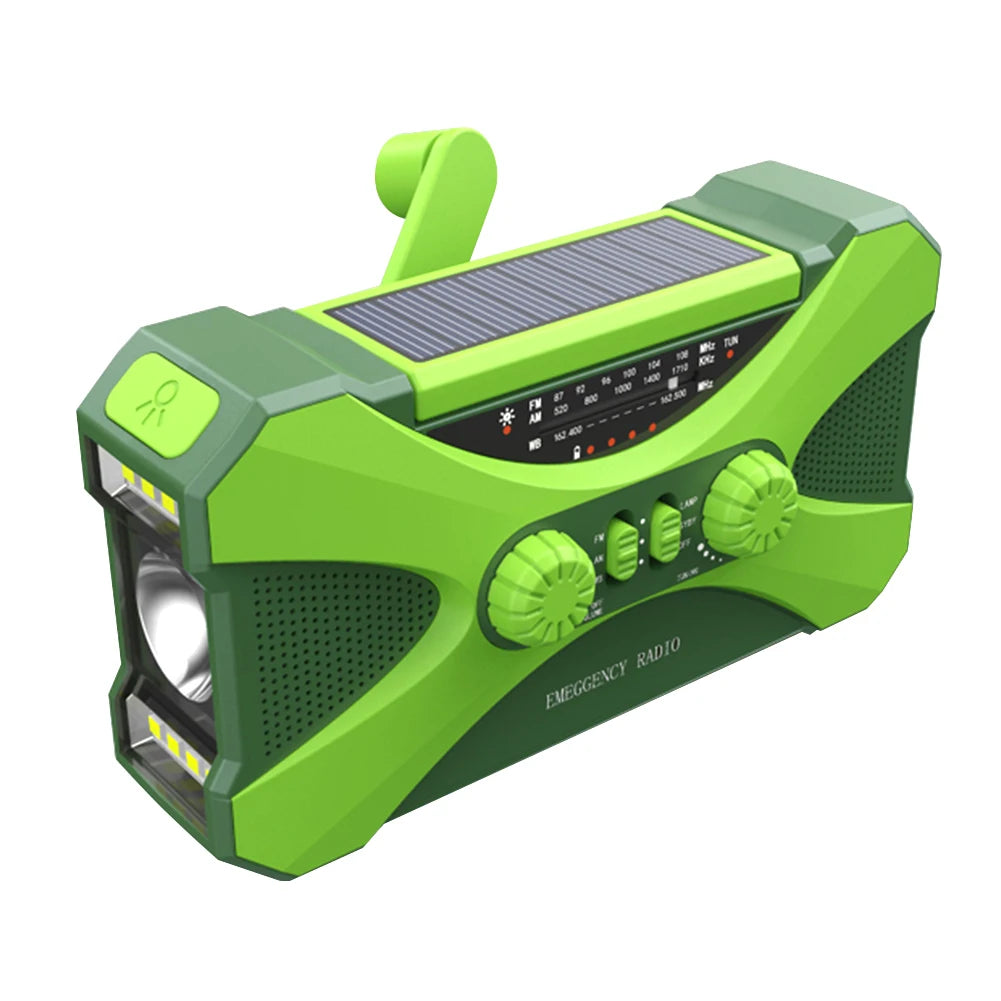 None Portable 10000mAh Charger Emergency Radio Solar Hand Crank