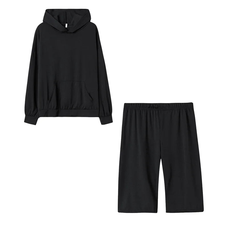 NONE Women Fleece Tracksuit Set Hooded Sweatshirt And Pants