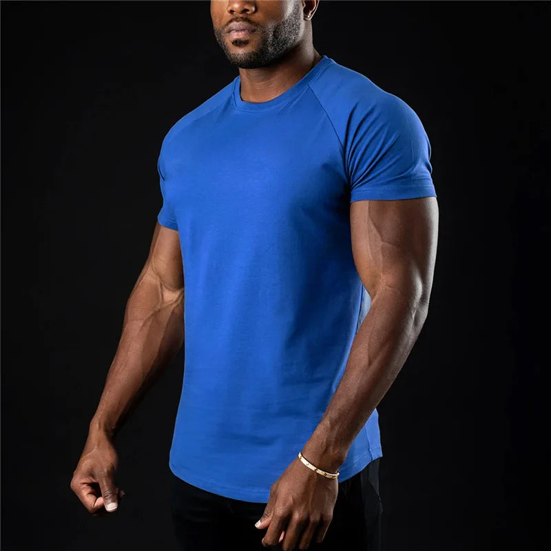 NONE Men's Cotton O-Neck Short Sleeve Gym T Shirt Top