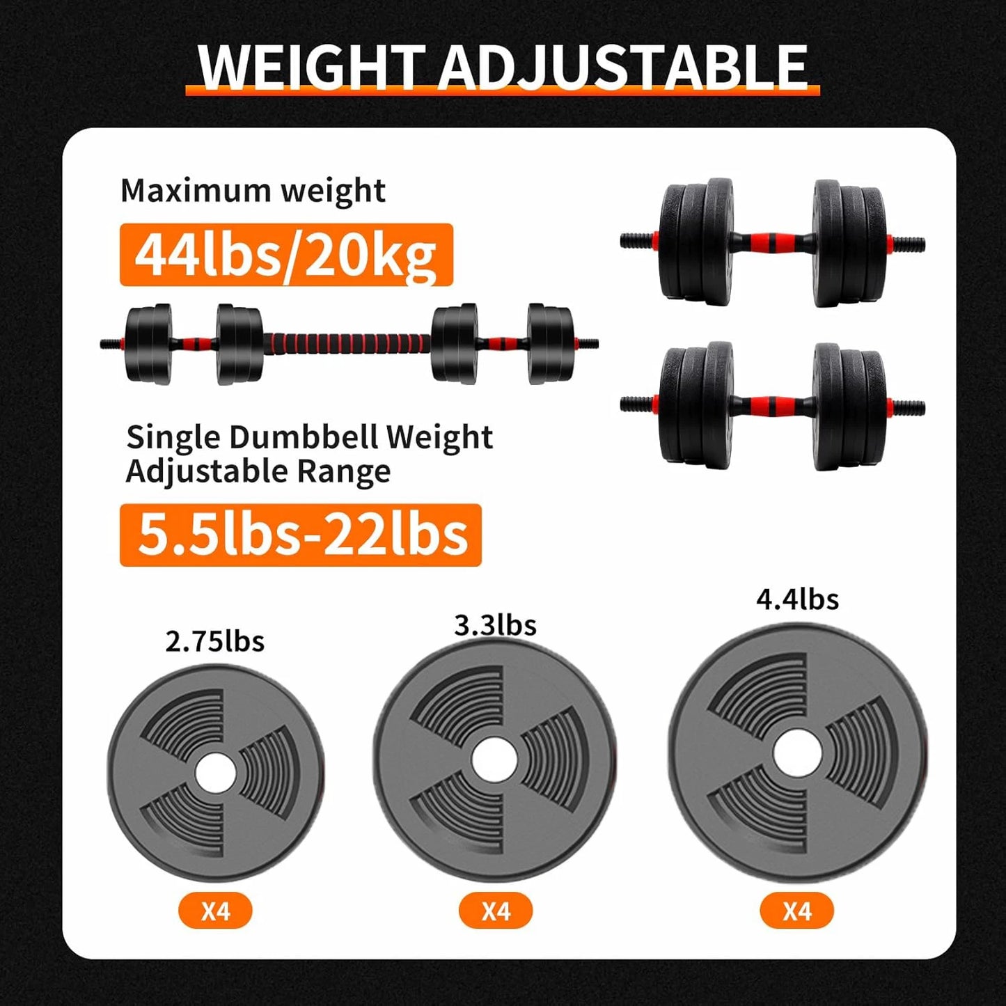NONE Adjustable Dumbbell To Barbell Set For Home Gym