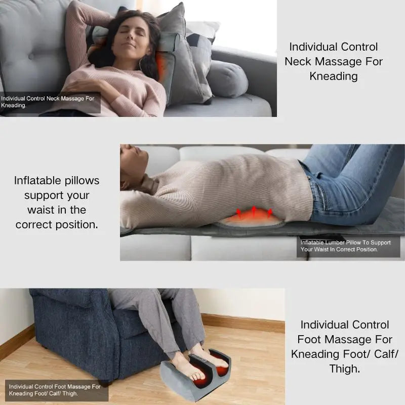 Full Body Massage Mat With Heating Vibration Kneading And Shoulder