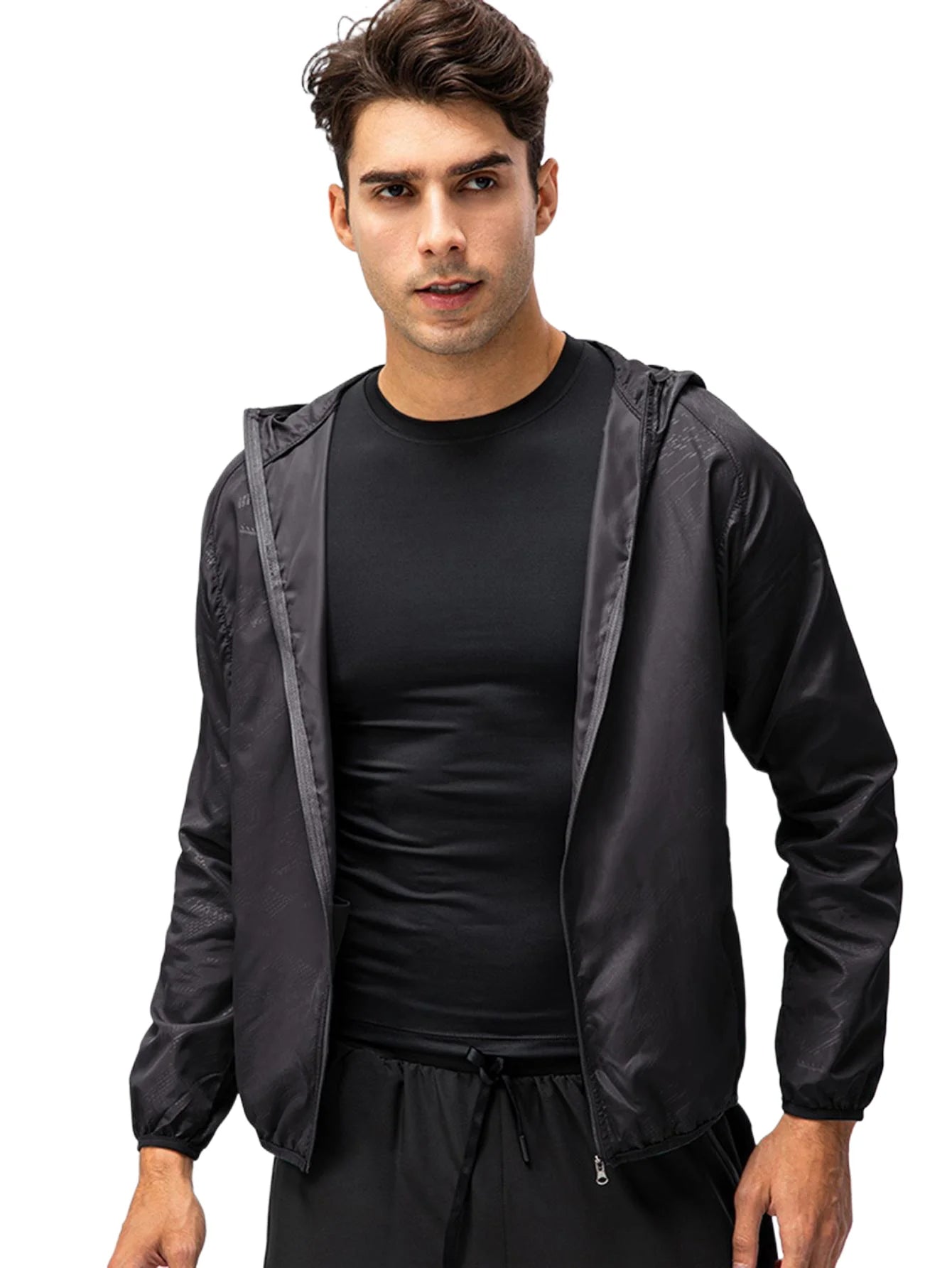 NONECN Men's Lightweight Breathable Running Jacket for Training