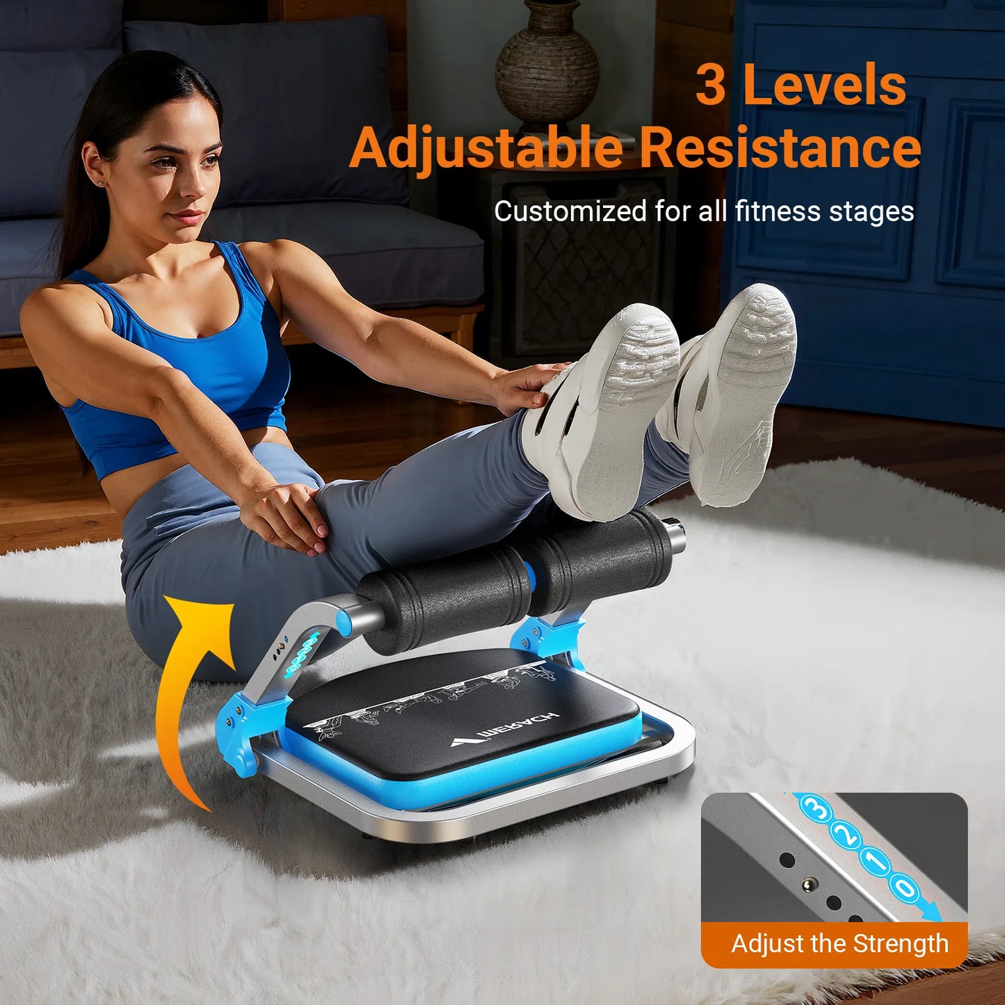 MERACH Ab Machine For Stomach Workout With 3 Adjustable Resistance