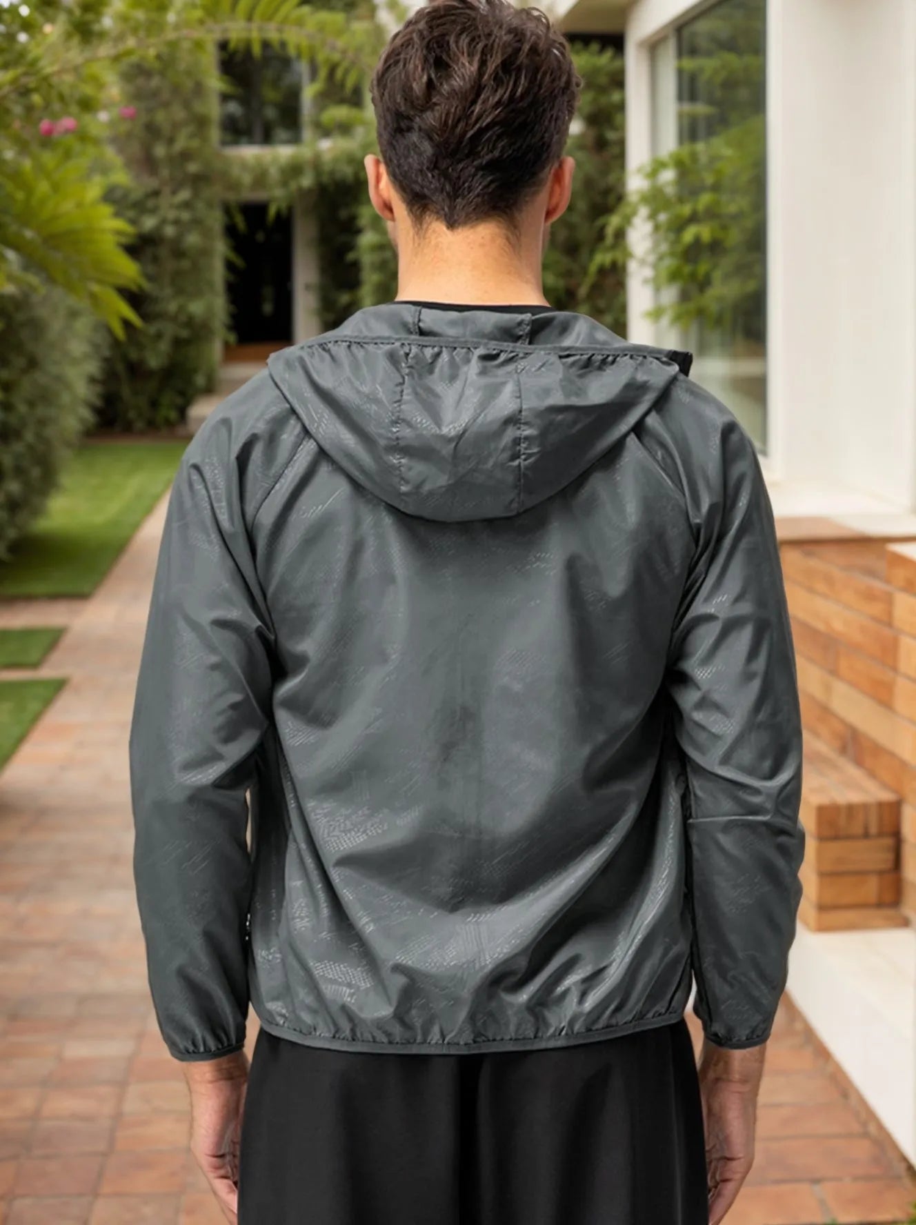 NONECN Men's Lightweight Breathable Running Jacket for Training