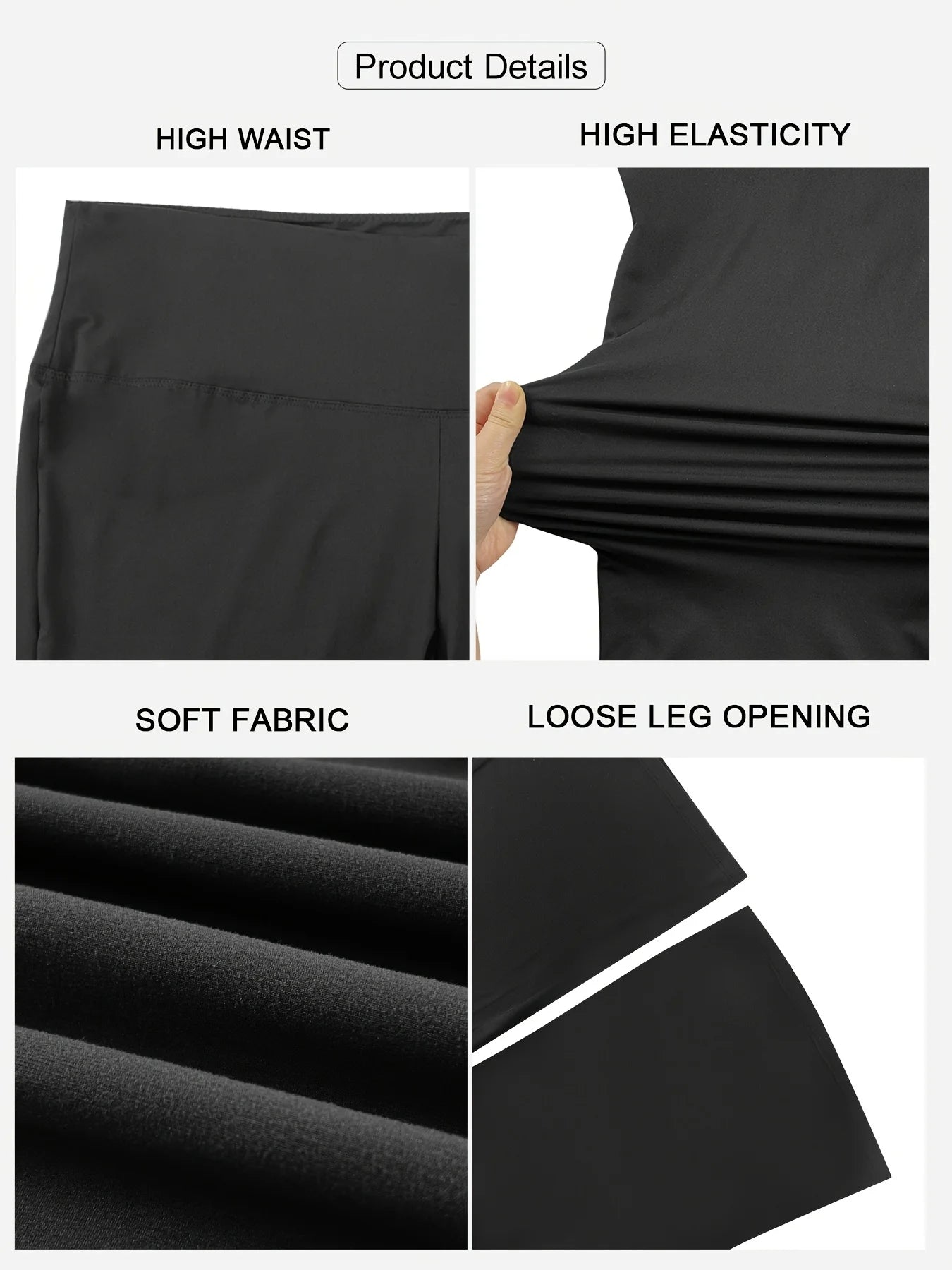 Generic Womens Solid Flare Leg Pants Set With Pockets