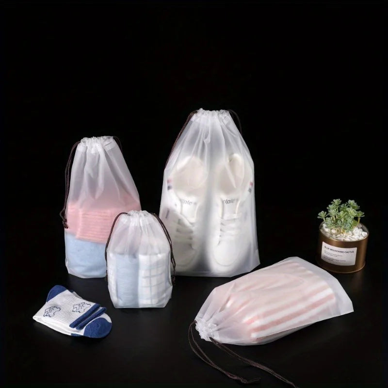 BZEQCN Travel Shoe Bags Transparent Drawstring Pouches Canvas