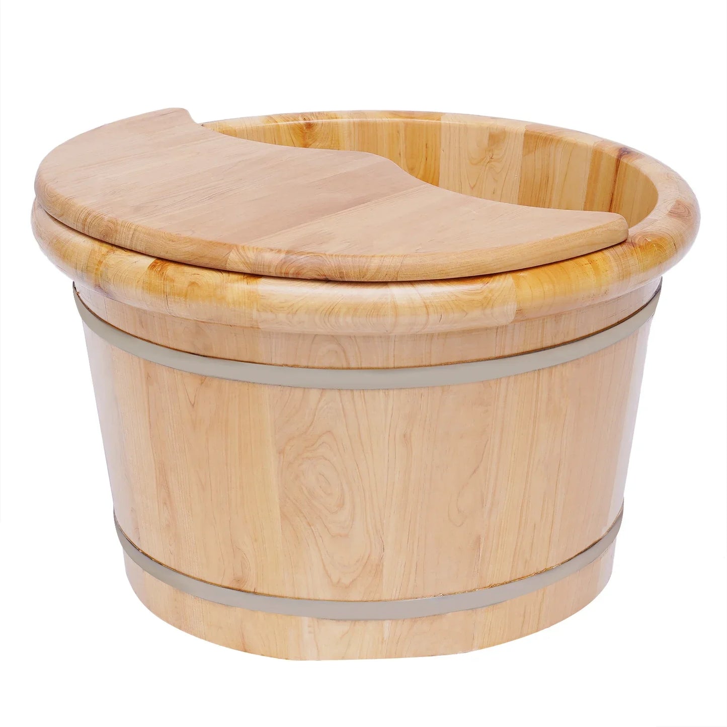 None Cedar Wood Foot Bath Massager Bucket With Lid