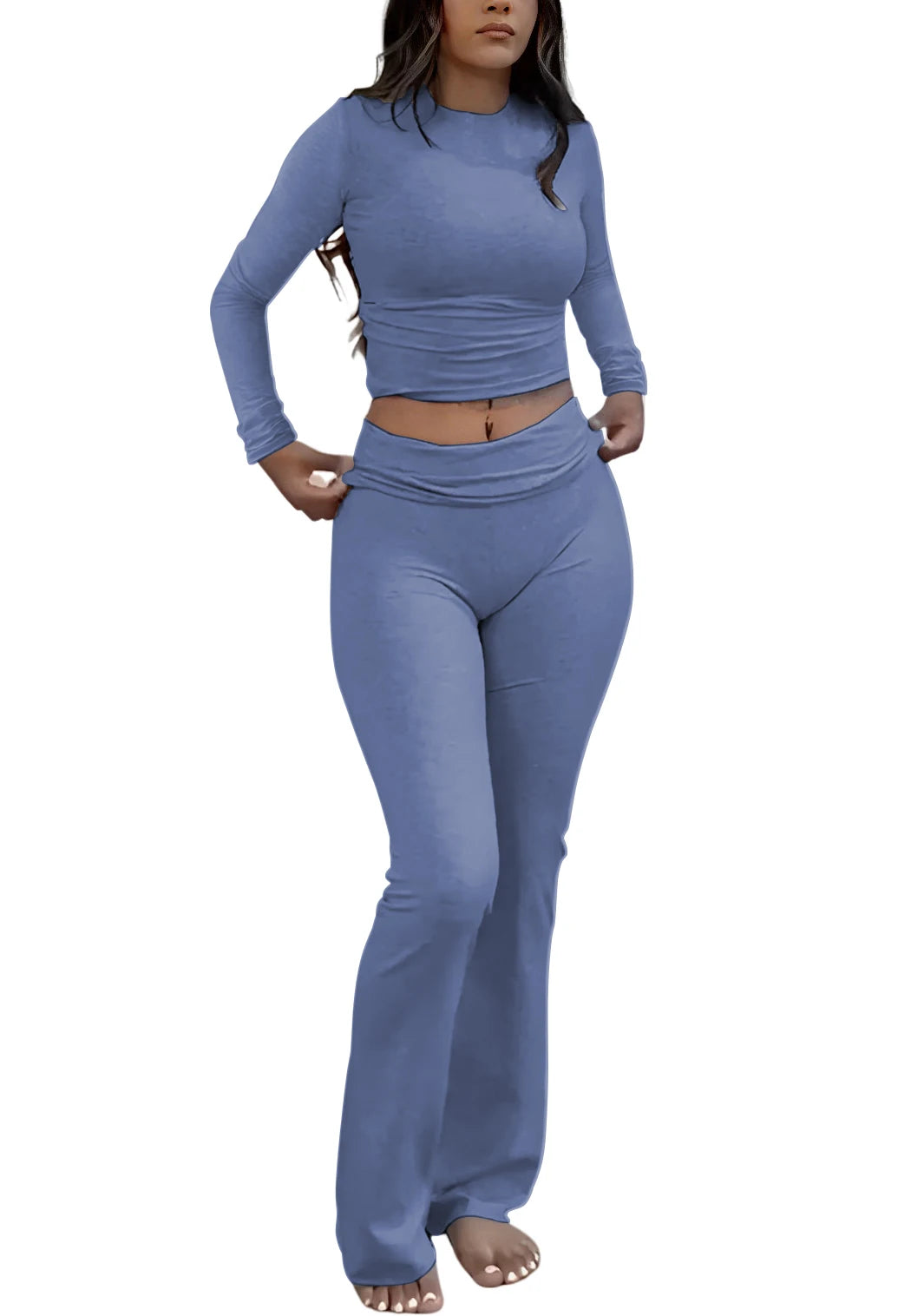 None Women's Yoga Two-Piece Set Long-Sleeve Activewear