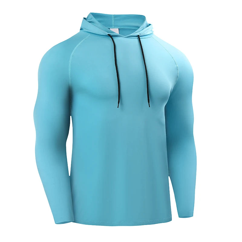NONECN Running Long Sleeve Hooded T Shirt Men Sportswear