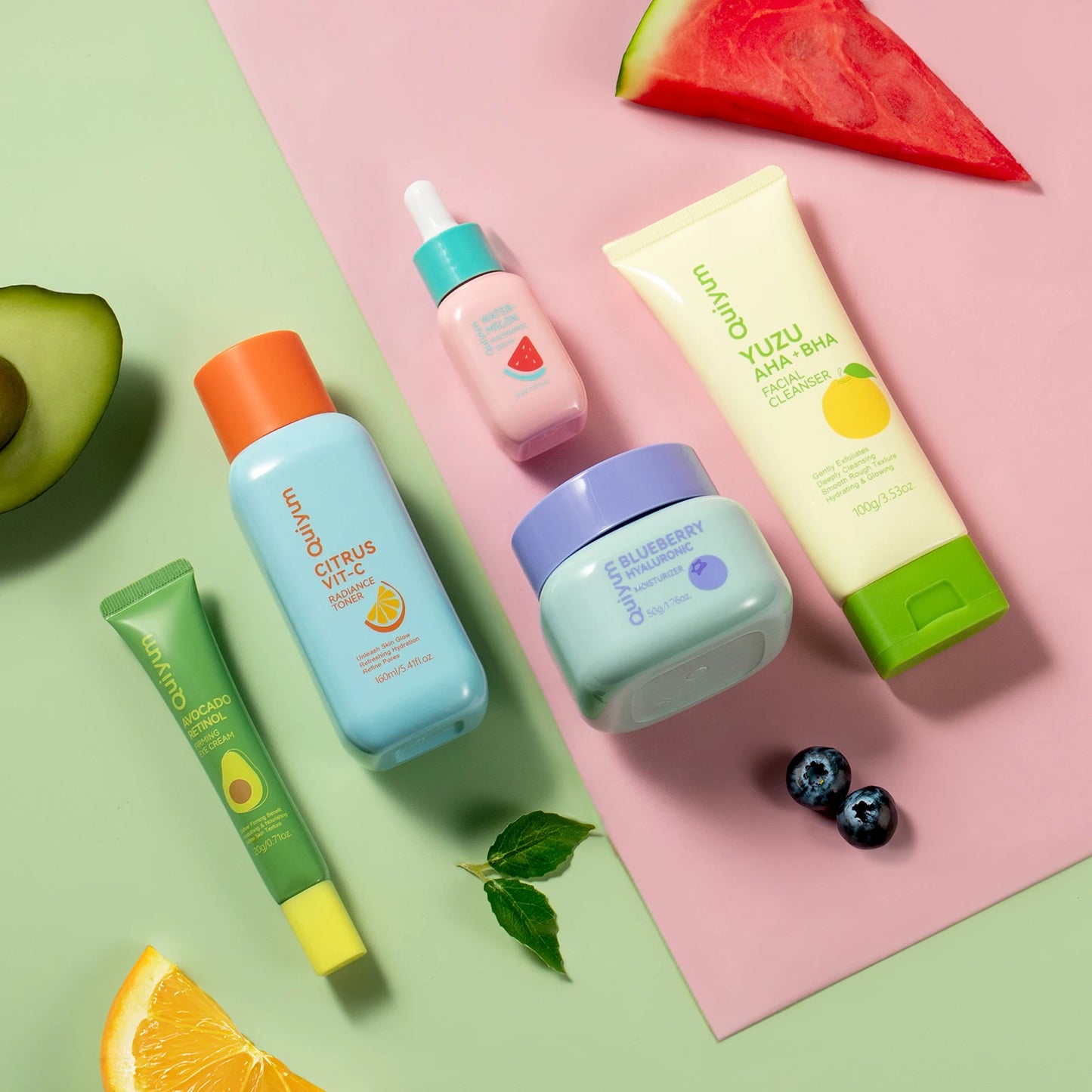 Quiyum Fruit Fresh Skincare Set Brightening Hydrating Anti Age