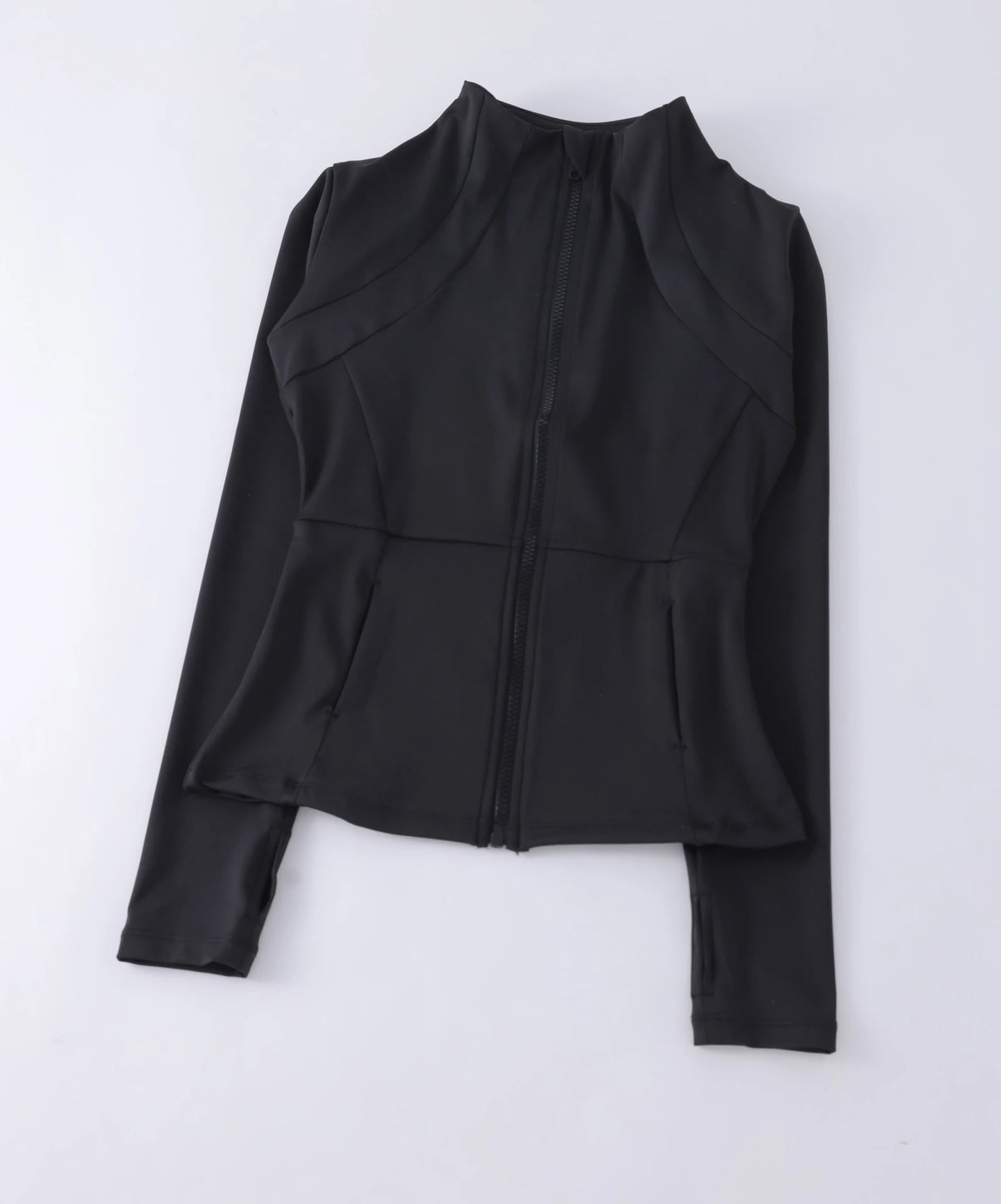 NONECN Women Yoga Jacket Long Sleeve Stand Collar Polyester Spandex