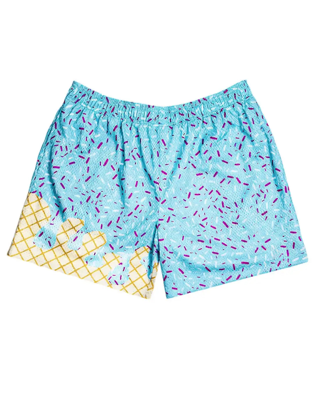 NONECN Ice Cream Print Baseball Shorts Loose Fit For Golf