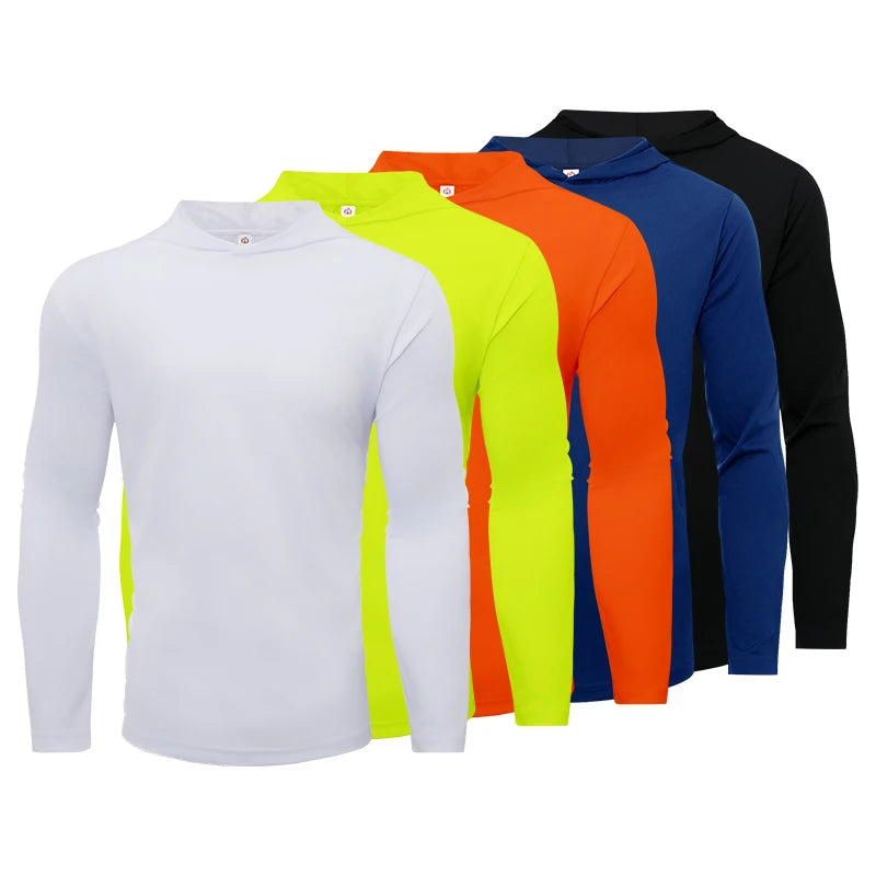 NONECN Men's Hooded Long Sleeve Sports Top for Running