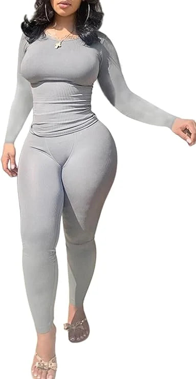 Unbranded Women's 2-Piece Workout Set Long Sleeve Top And Leggings