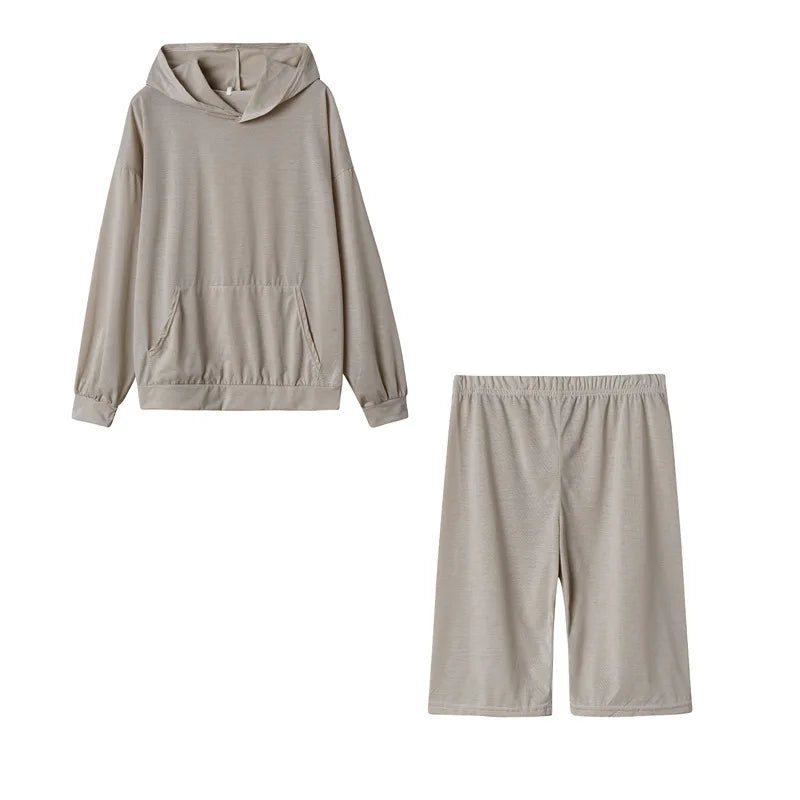 NONE Women Fleece Tracksuit Set Hooded Sweatshirt And Pants