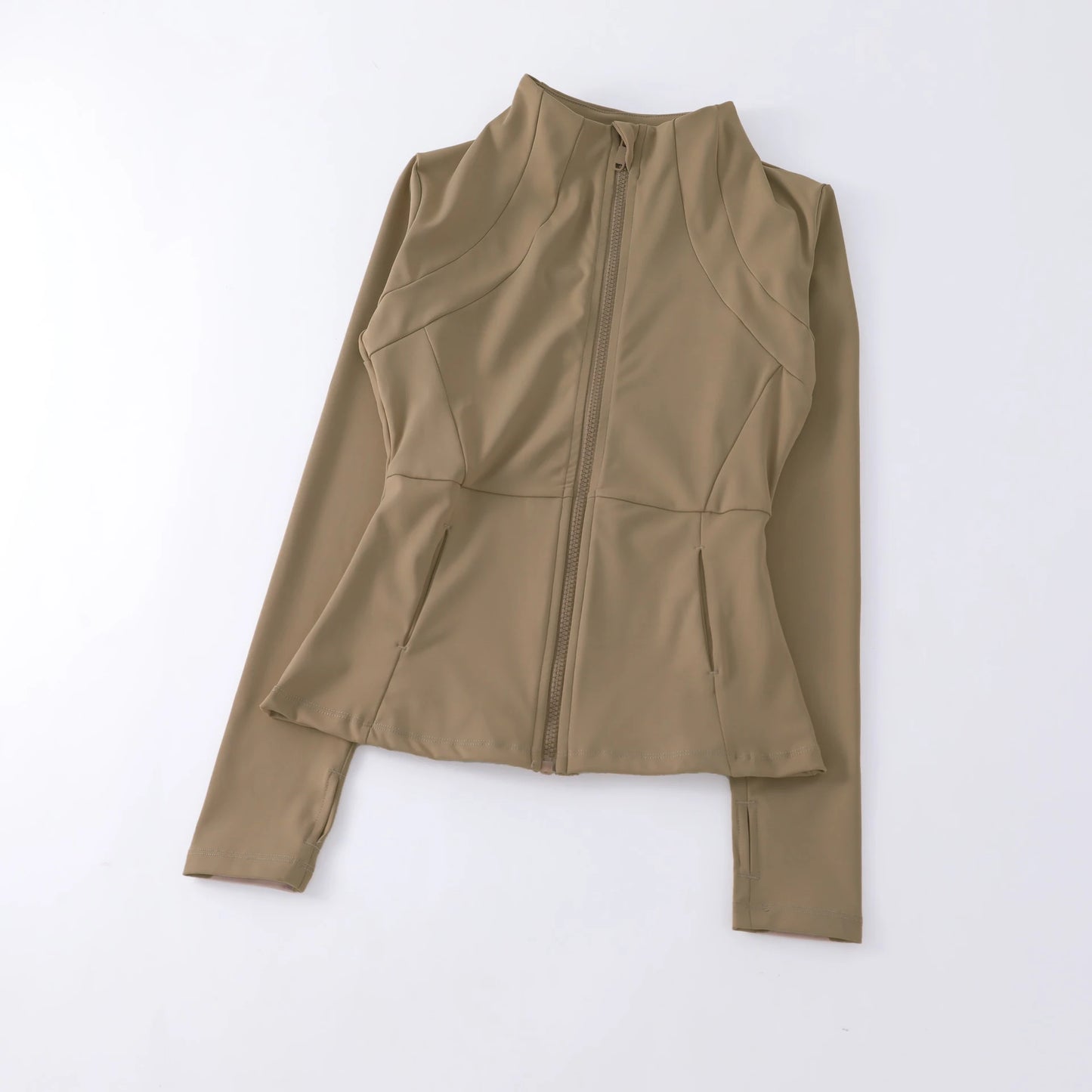 NONECN Women Yoga Jacket Long Sleeve Stand Collar Polyester Spandex