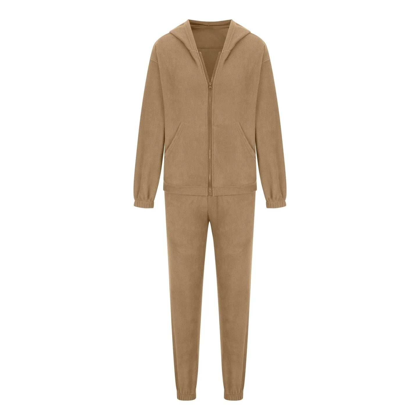 NONECN Two Piece Womens Sporty Casual Sweater Set Hooded Pullover