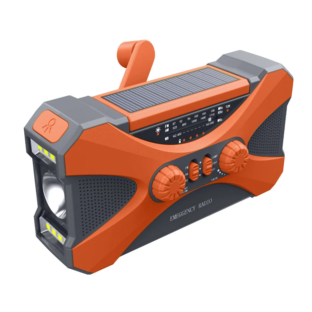 None Portable 10000mAh Charger Emergency Radio Solar Hand Crank