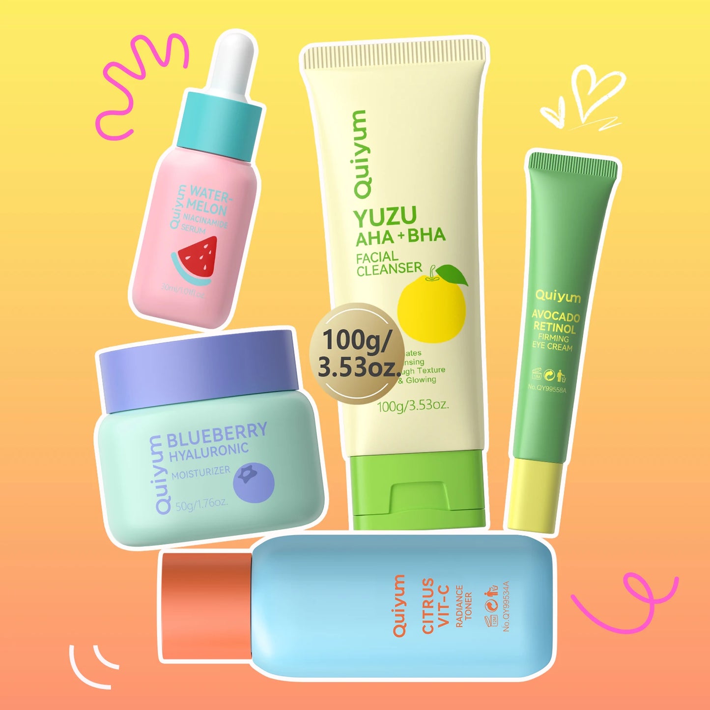 Quiyum Fruit Fresh Skincare Set Brightening Hydrating Anti Age