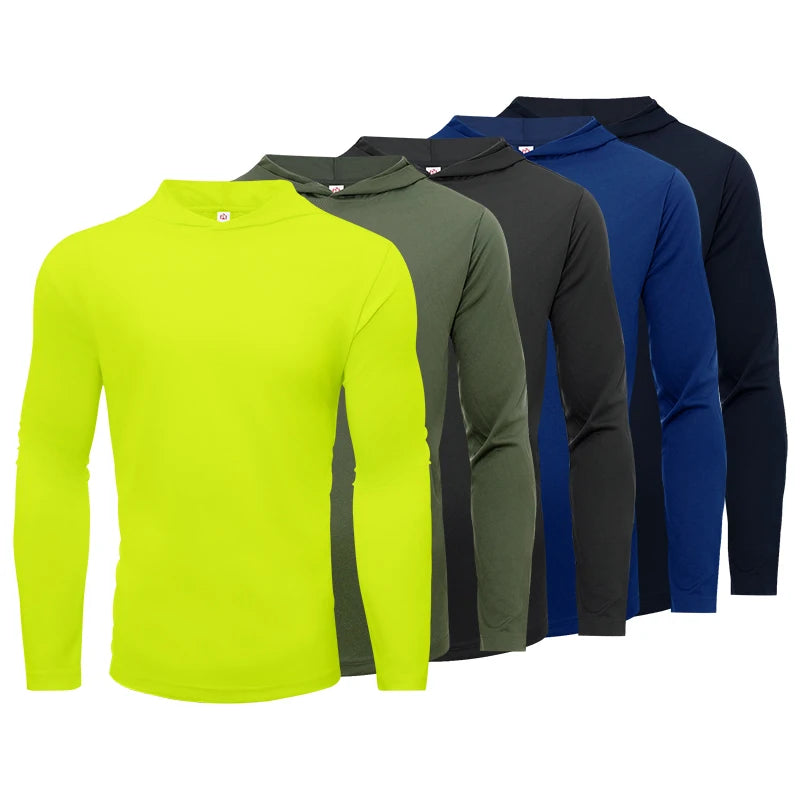 NONECN Men's Hooded Long Sleeve Sports Top for Running