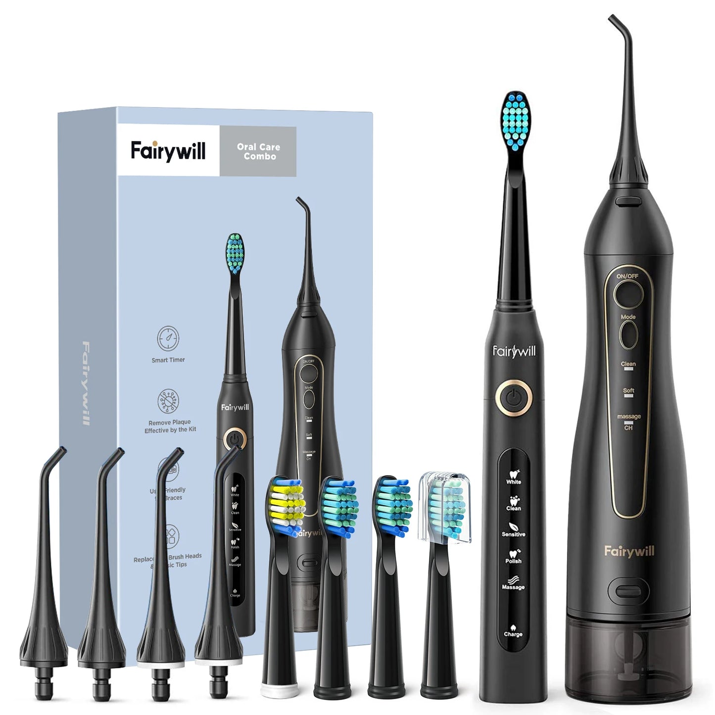 FairywillFW5020E Portable Water Flosser OralIrrigatorSystem With Three Modes Rechargeable Travel