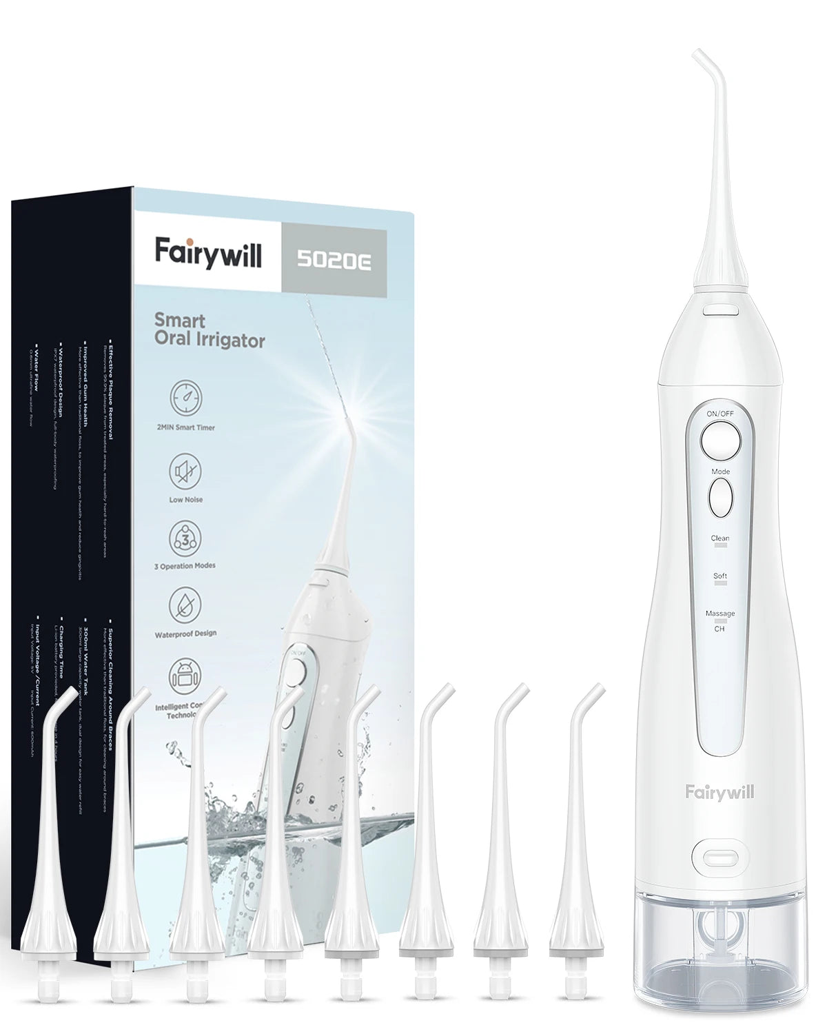 FairywillFW5020E Portable Water Flosser OralIrrigatorSystem With Three Modes Rechargeable Travel