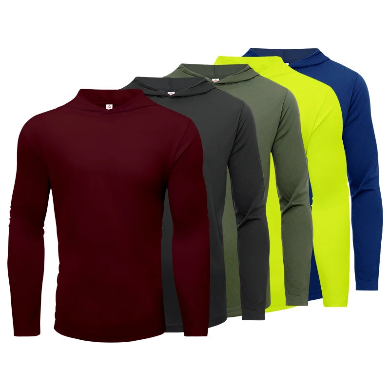 NONECN Men's Hooded Long Sleeve Sports Top for Running