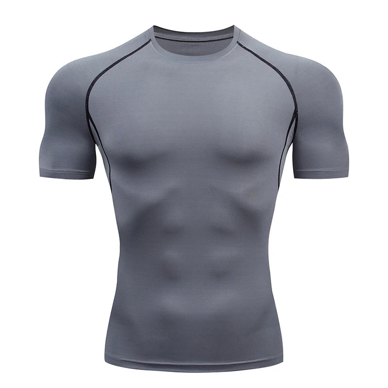 None Men Running Compression Tee Short Sleeve Gym Fitness Shirt