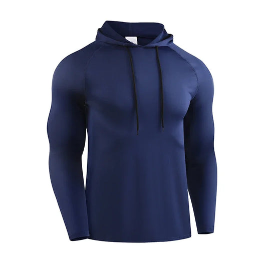 NONECN Running Long Sleeve Hooded T Shirt Men Sportswear