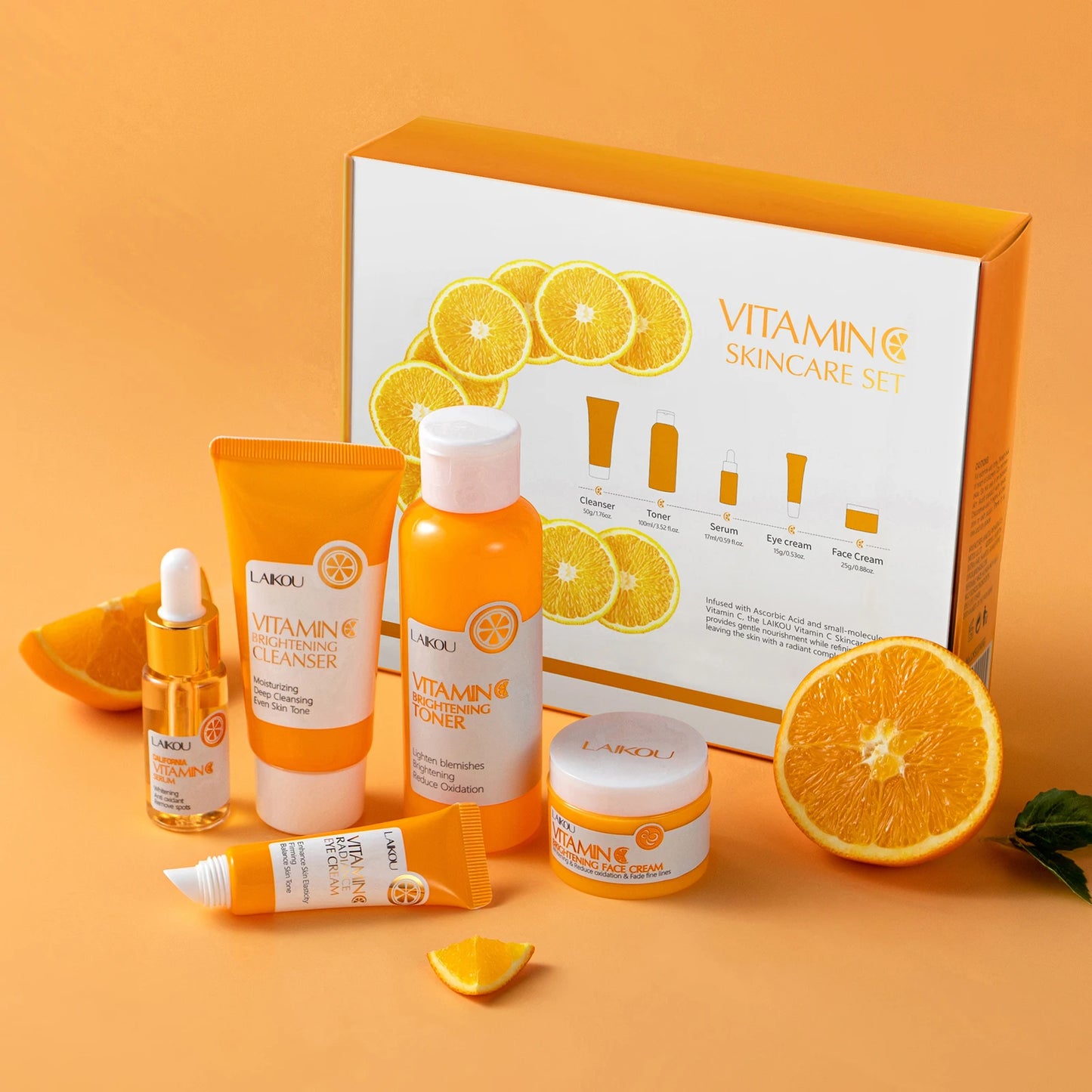 LAIKOU Vitamin C Skincare Set 5Pcs Brightening Kit