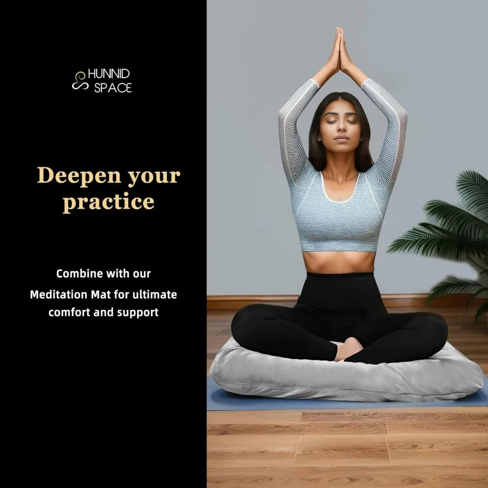 Hunnidspace MeditationPractice Zafu Cushioning Set With Buckwheat Hulls MemoryFoamCore