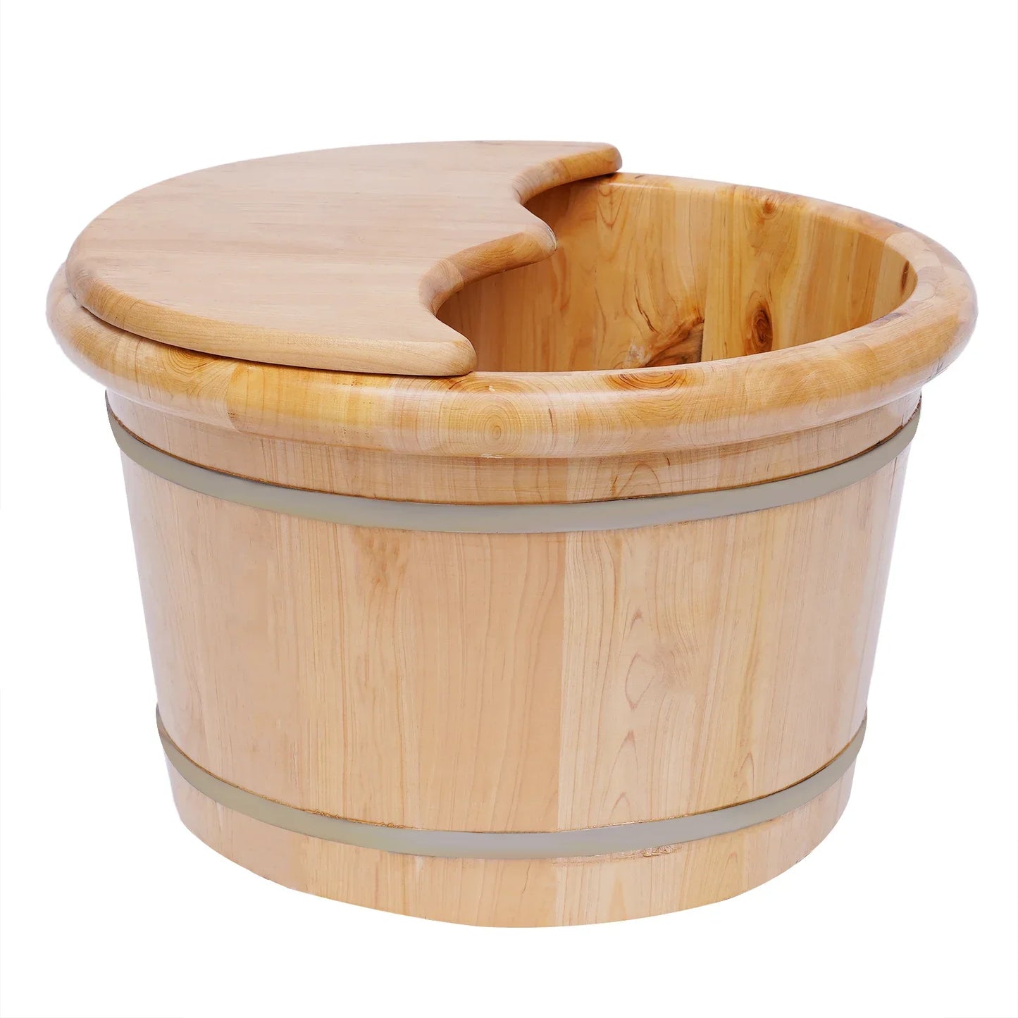 None Cedar Wood Foot Bath Massager Bucket With Lid