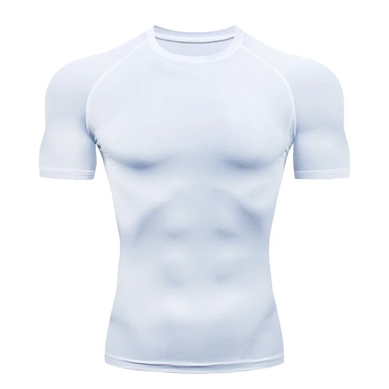 None Men Running Compression Tee Short Sleeve Gym Fitness Shirt