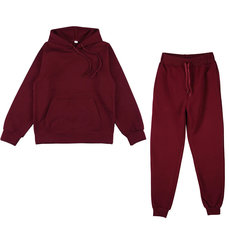 NONECN Women's Fleece Tracksuit Two Piece Set Hooded Sweatpants