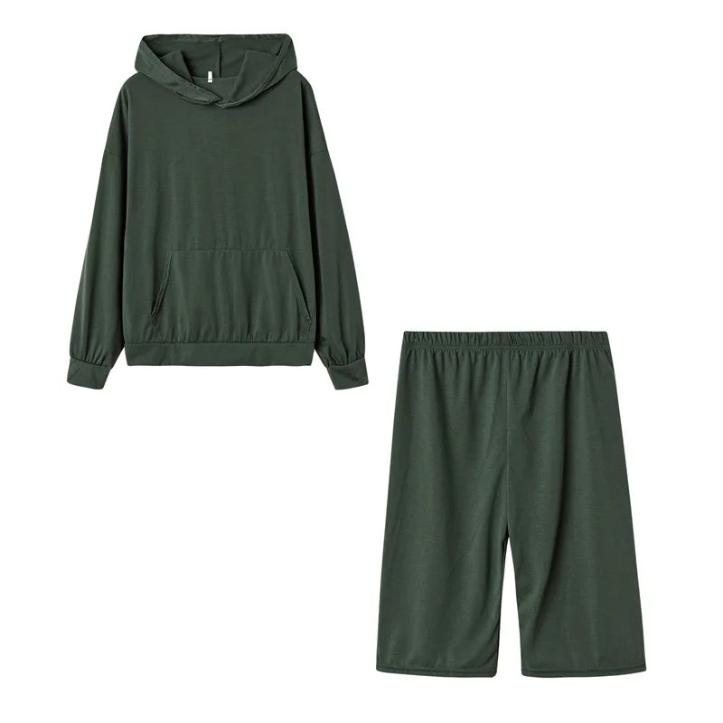 NONE Women Fleece Tracksuit Set Hooded Sweatshirt And Pants