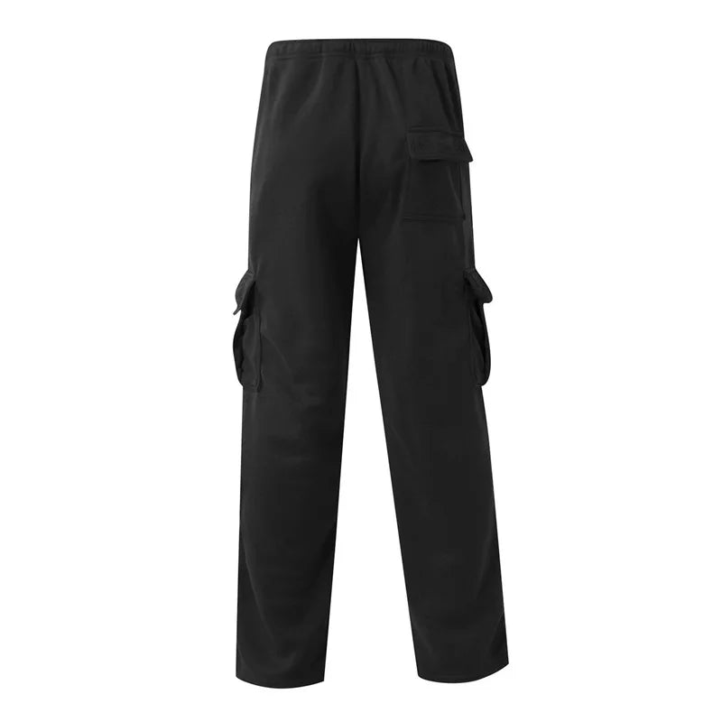 Hirigin Men's Loose Cargo Pants Drawstring Elastic Waist Wide Leg