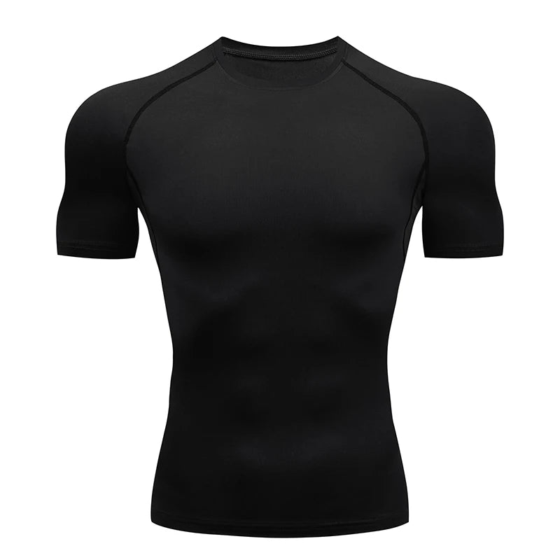 None Men Running Compression Tee Short Sleeve Gym Fitness Shirt