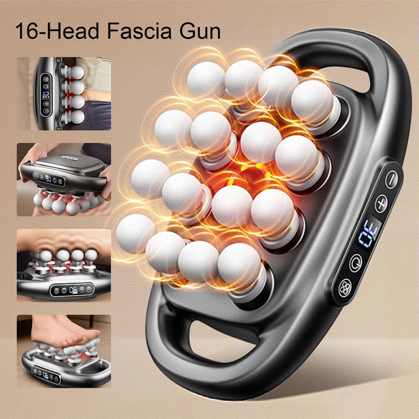 Foreverlily 16 Head Fascia Gun High Frequency Massage Device