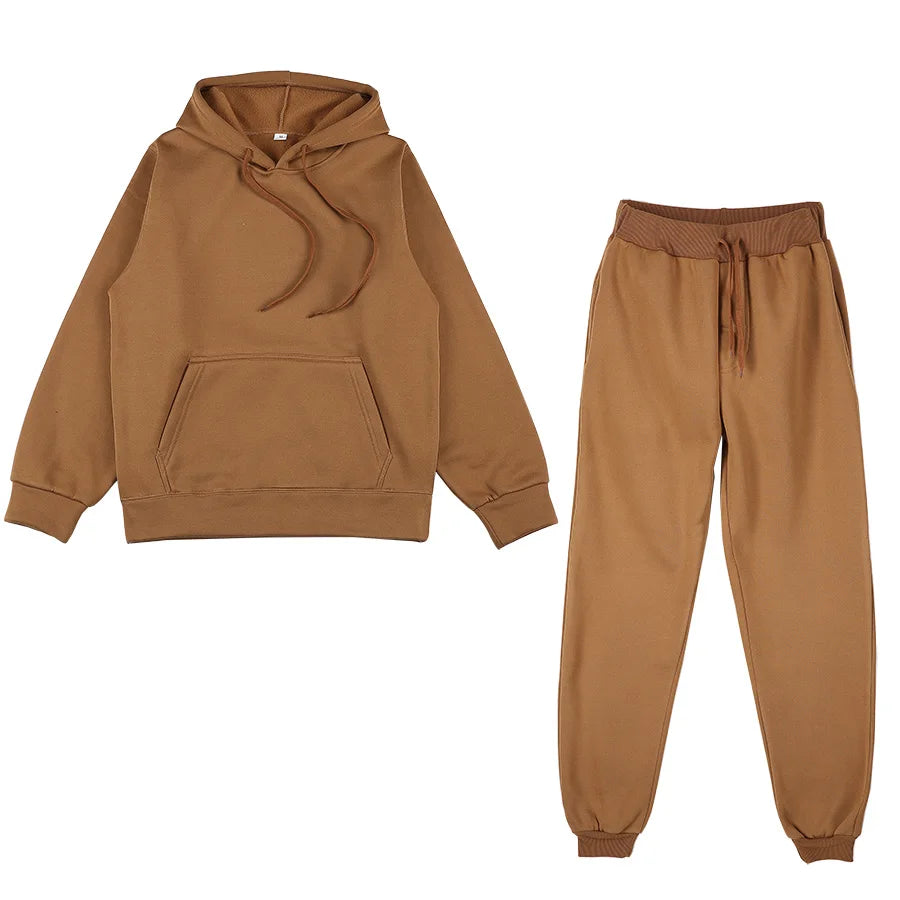 NONECN Women's Fleece Tracksuit Two Piece Set Hooded Sweatpants