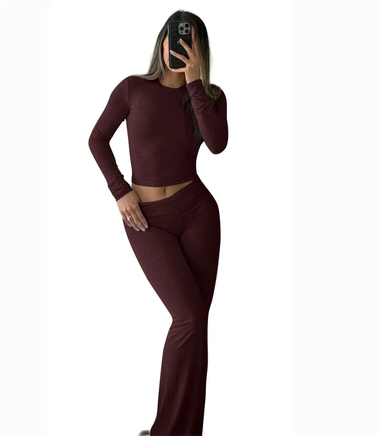 None Women's Yoga Two-Piece Set Long-Sleeve Activewear