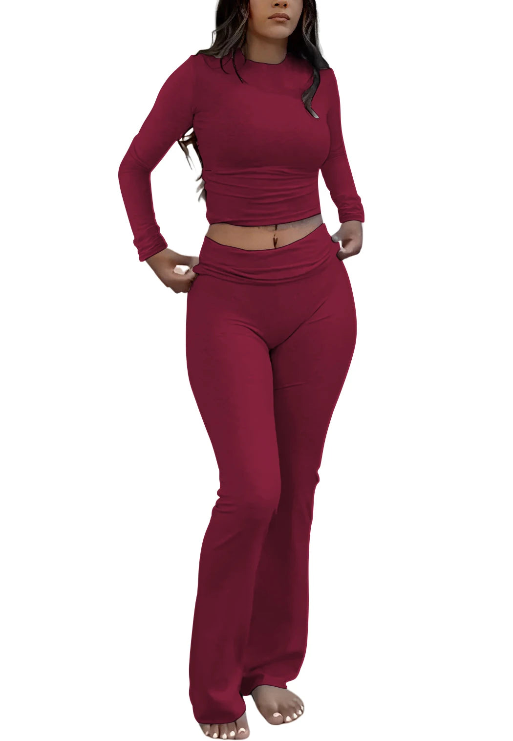 None Women's Yoga Two-Piece Set Long-Sleeve Activewear