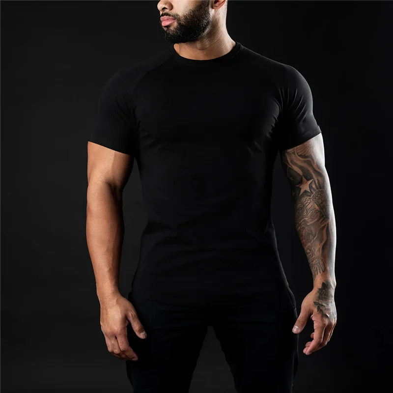 NONE Men's Cotton O-Neck Short Sleeve Gym T Shirt Top