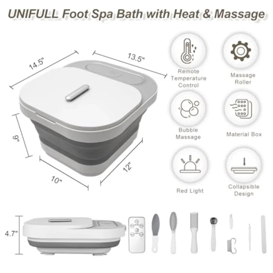 TLXTE Collapsible Foot Spa Bath With Heat Massage Rollers