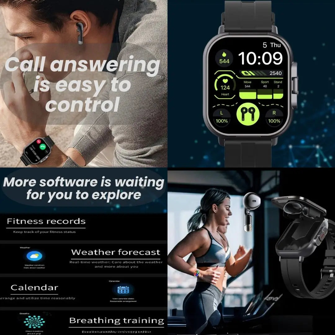 PowerBand D8 2in1 Smartwatch With Earbuds NFC Call Pro