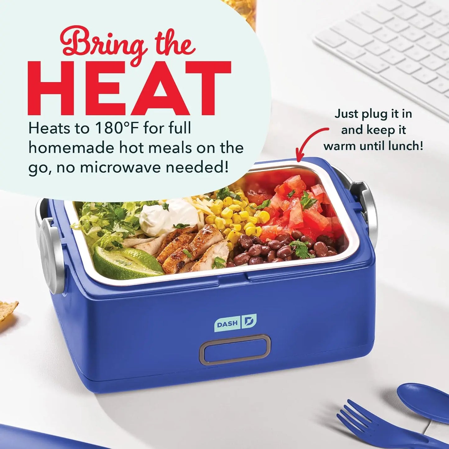 XMSJ Portable Personal Food Warmer With Spork Keeps Meals Hot