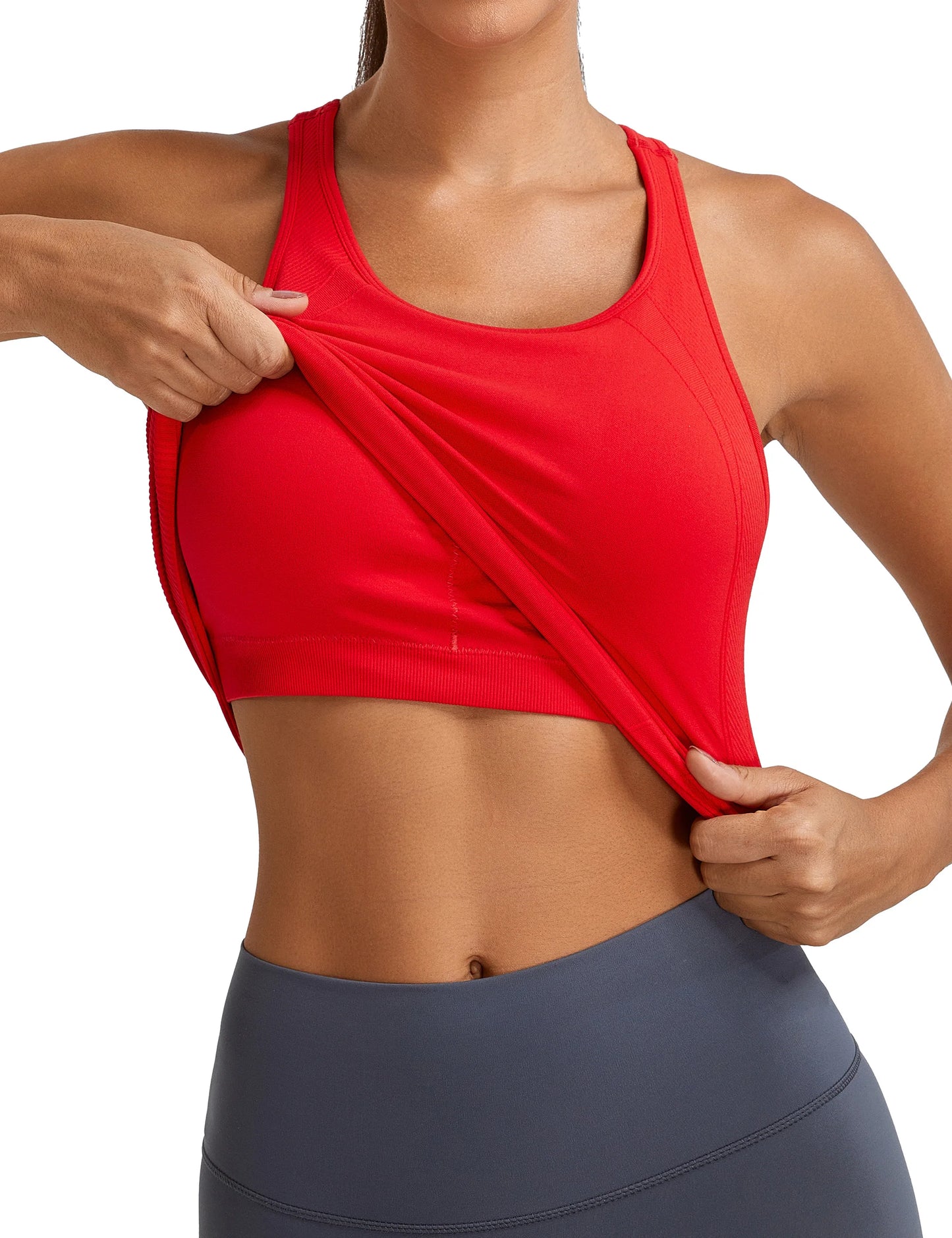 None Seamless Racerback Tank Top Built In Bra Yoga