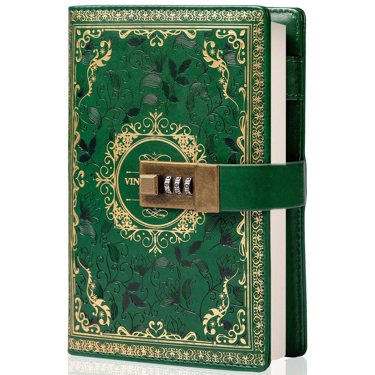 NONE A5 Retro Digital Password Notebook With Lock PU Leather Journal