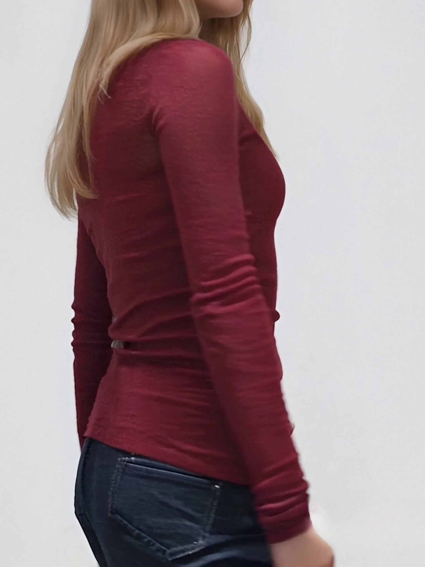 XBTCLXEBCOCN Womens V Neck Lace Patchwork Long Sleeve Pullover Top