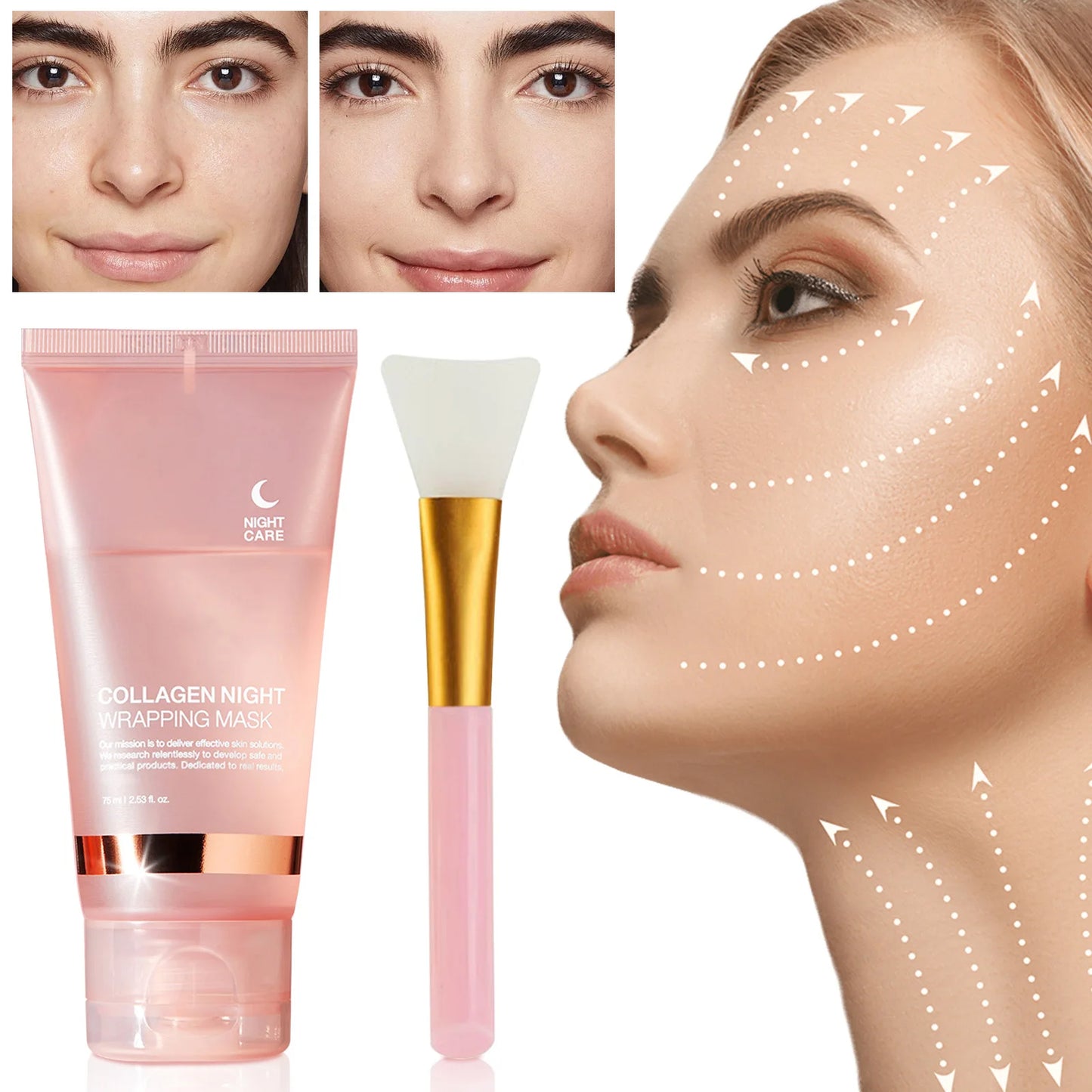 Feature Collagen Night Wrapping Face Mask for Elasticity and Hydration